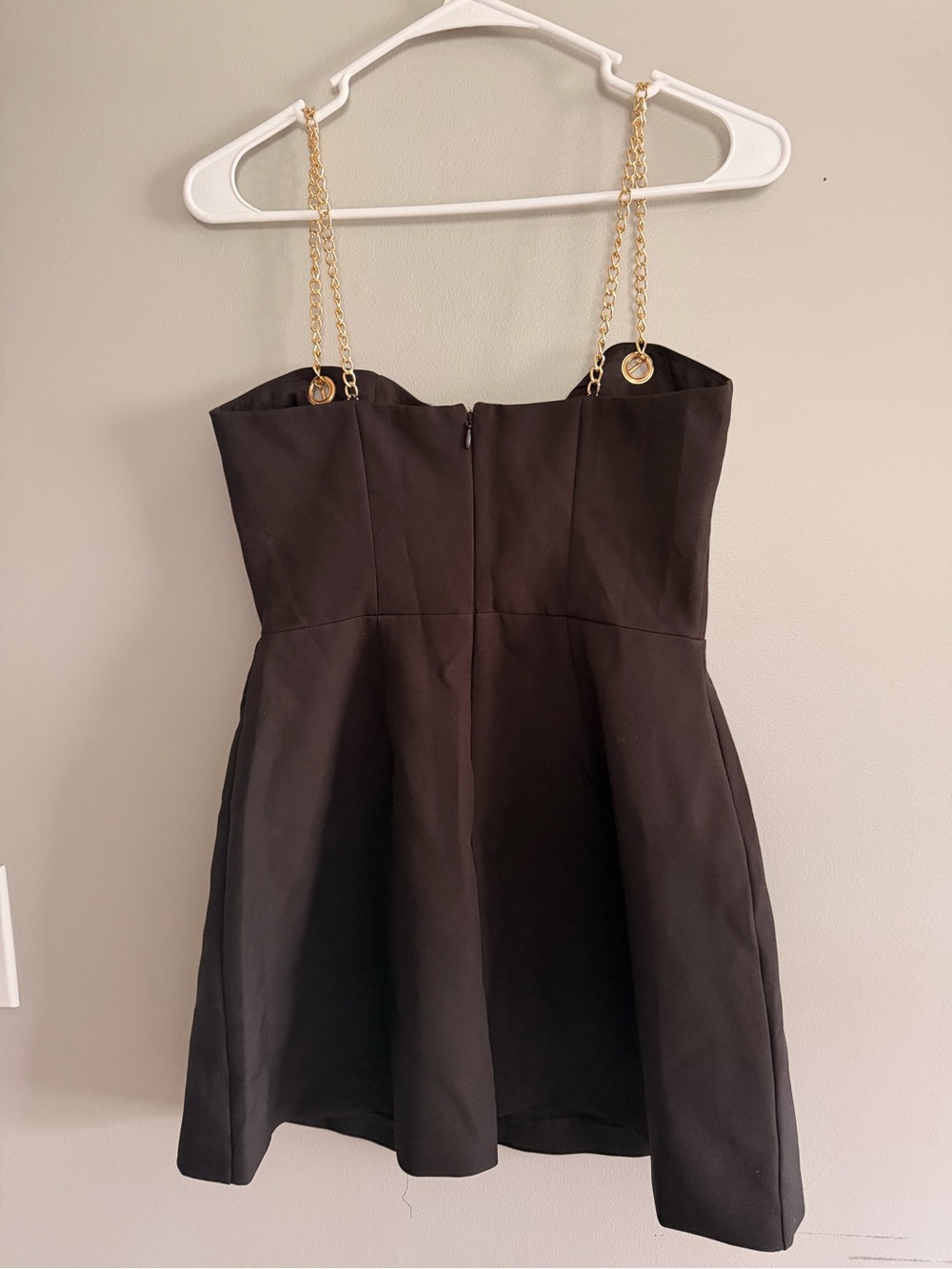 Showpo Darcelle Black Mini Dress with Gold Chain Straps Size 4 - Picture 5 of 11